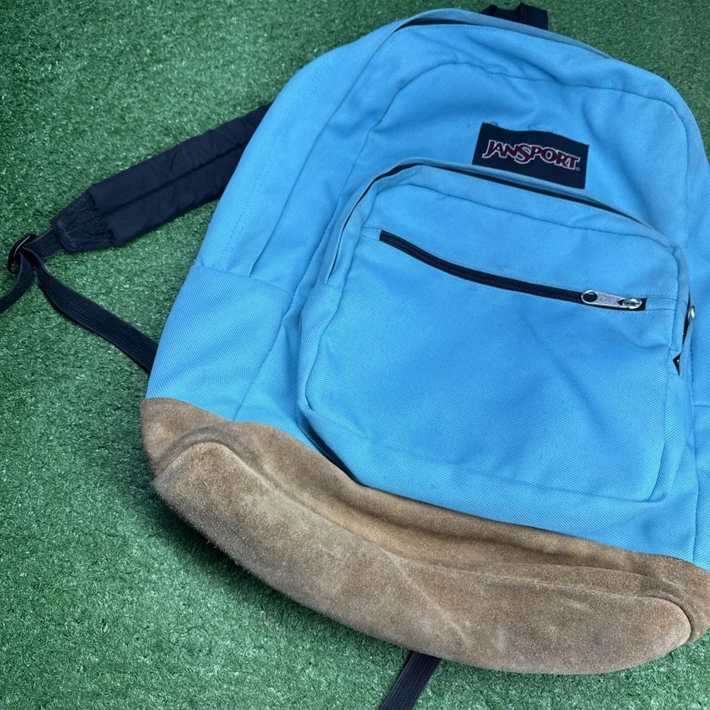 JanSport Right Pack Backpack Teal Blue Suede Bottom Classic Laptop‎ School Bag